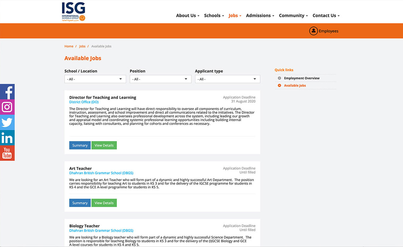 ISG Schools Group - HR portal