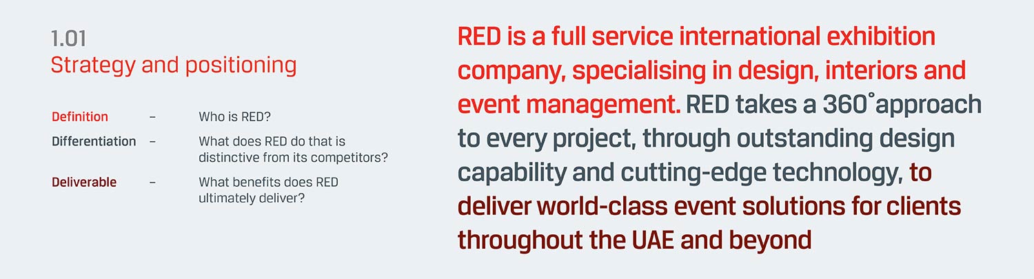 RED strategy and positiioning